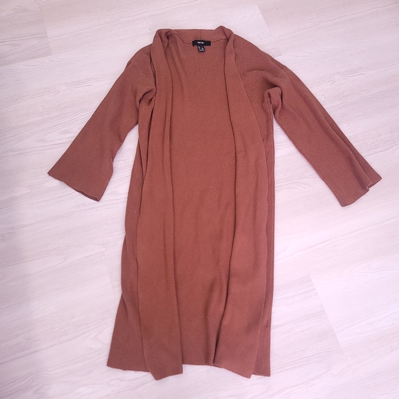 FOREVER 21 Long Brown Cardigan Duster size Medium - Picture 1 of 4